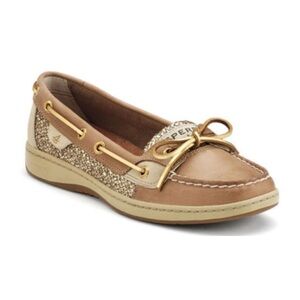 Sperry Angelfish Linen Gold Glitter Slip On Shoe
